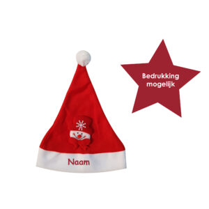 Kerstmuts met sneeuwpop bedrukt met naam